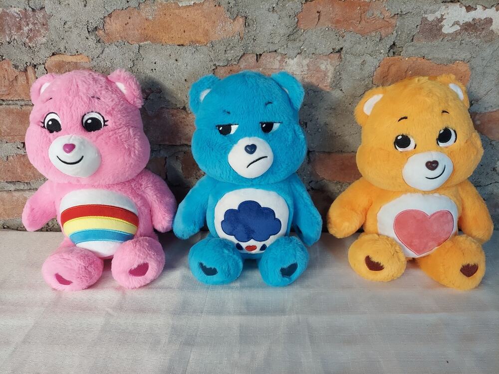Care Bears Plush Set of 3 Cheer Grumpy Tenderheart Pink Blue Orange Collectible